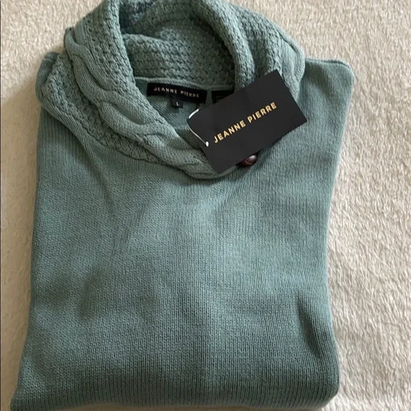 Vintage Jeanne Pierre Seafoam Cowl Neck Sweater - Picture 8 of 13